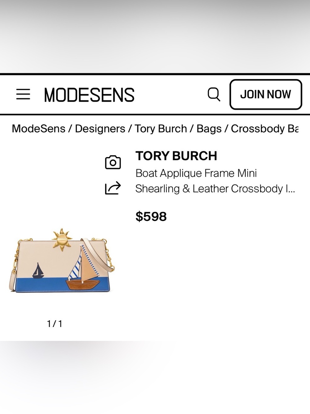 Tory Burch’s Boat Applique Frame Mini Crossbody- new without tags - Picture 5 of 5
